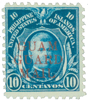 GM11 - 1930 10c General Henry W. Lawton, Deep Blue, Guam Guard Mail, Red Overprint