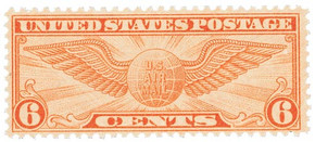 C19 - 1934 6c Winged Globe, Dull Orange