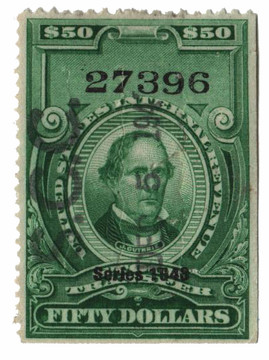 RD279 - 1948 $50 Stock Transfer Stamp, Bright Green, No Gum