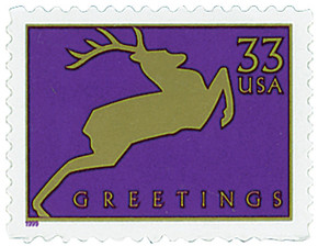 3356 - 1999 33c Christmas: Reindeer, Red - Mystic Stamp Company
