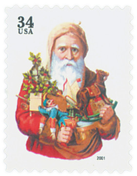 3537 - 2001 34c Contemporary Christmas: Santa with Toy Horse 3537 - 2001 34c Contemporary Christmas: Santa with Toy Horse