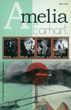 M11007 - 2012 Palau Amelia Earhart Sheet of four stamps