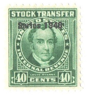 RD268 - 1948 40c Stock Transfer Stamp, Bright Green