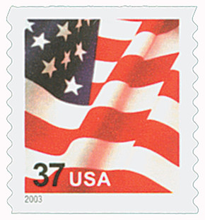 3635 - 2002 37c US Flag, Perf 11.25 - Mystic Stamp Company
