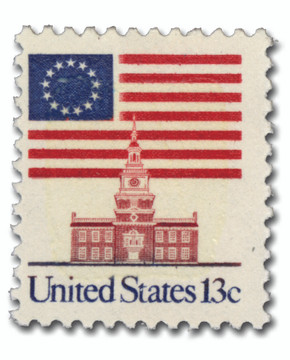 1622C - 1981 13c Flag Over Independence Hall, Perf. 11 1/4