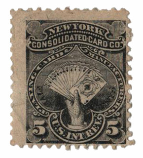 RU14b - 1871-77 5c New York Consolidated Card Co., Black, Silk Paper