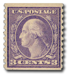 494 - 1918 3c Washigton, Violet, Unwatermarked, Type II, Perf. 10 Vertically