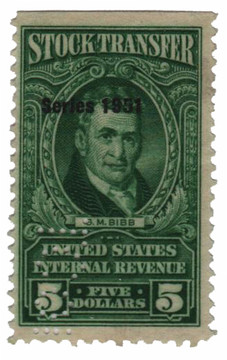 RD353 - 1951 $5 Bright Green Stock Transfer Stamp