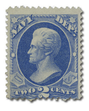O36 - 1873 2c Navy Department Official, Ultramarine, Hard Paper