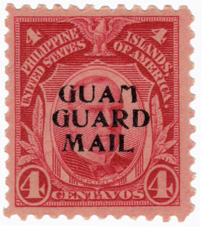 GM2 - 1930 4c William McKinley, Carmine, Guam Guard Mail, Black Overprint