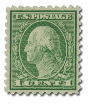 543 - 1921 1c Washington, Green, Unwatermarked, Perf. 10
