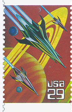 2745 - 1993 29c Space Fantasy: Space Ships - Mystic Stamp Company