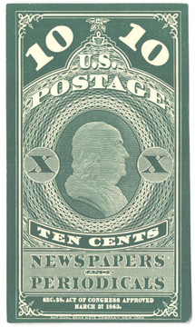 PR6P4 - 1875 10c Newspaper & Periodical, Deep Green, Plate Proof on Card