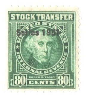 RD348 - 1951 80c Stock Transfer Stamp, Bright Green