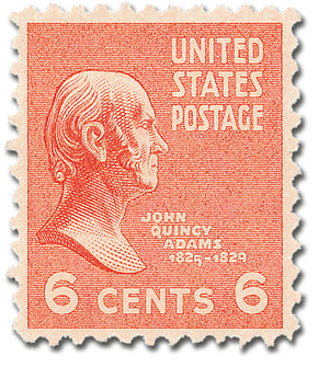 811 - 1938 6c John Quincy Adams, Red Orange, Perf. 11x10.5
