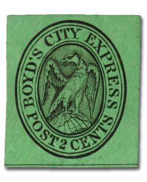 20L7 - 1848 2c Boyd's City Express, Black on Green Glazed Paper