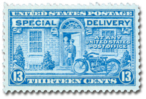 E17 - 1944 13c Special Delivery, Motorcycle Delivery, Blue, Perf. 11x10.5