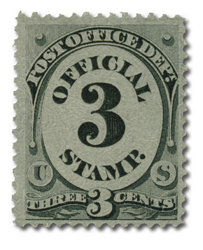 O49 - 1873 3c Post Office Department Official, Black, Hard Paper