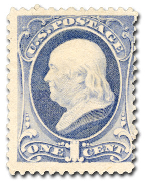 206 - 1881 1c Franklin, Gray Blue, Re-Engraved, Soft Paper, Perf. 12