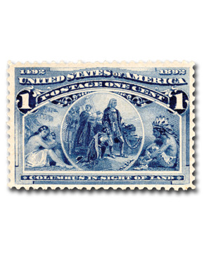230 - 1893 1c Columbus in Sight of Land, Deep Blue 230 - 1893 1c Columbus in Sight of Land, Deep Blue