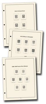 G1//G10 - 1899 Guam Black Overprints on U.S. Stamps, Set of 7 Stamps & Free Album Pages & U.S. Revenue Stamp
