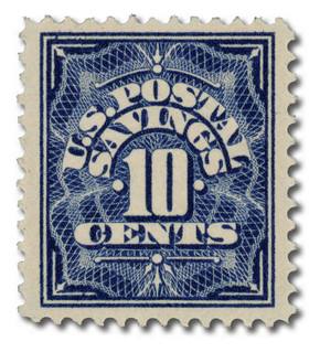 PS4 - 1911 10c Postal Savings, Deep Blue, Single Line Watermark
