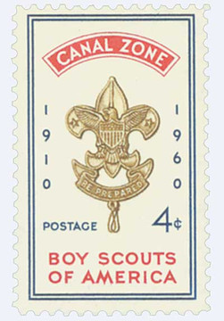 CZ151 - 1960 4c Boy Scout Badge, Dark Blue & Red, Canal Zone