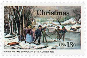 1703 - 1976 13c Currier's "Winter Pastime", Dull Colors