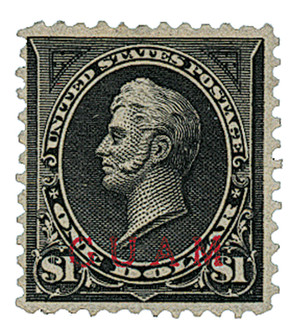 G12 - 1899 $1.00 Oliver H. Perry, Black, Type I, Guam Red Overprint