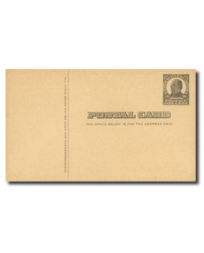 UX19 - 1907 1c William McKinley, Black, Buff, Postal Card