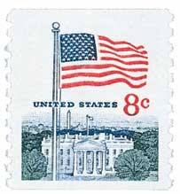 1338F - 1970 8c Flag & White House, Huck Press, Perf. 11x10 1/2