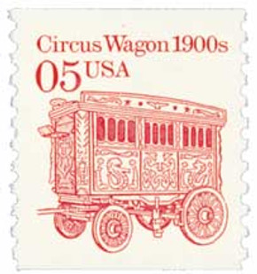 2452 - 1990 5c Transportation Series: Circus Wagon 1900s (cream background)