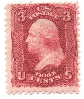 65-E15h - 1861 3c Washington Essay, Red or Black, Premiere Gravure Plate on Semitransparent Stamp Paper, Perf. 12 with Gum
