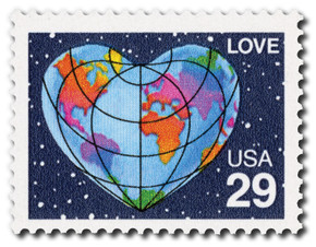 2535 - 1991 29c Love Series: Heart-Shaped Globe