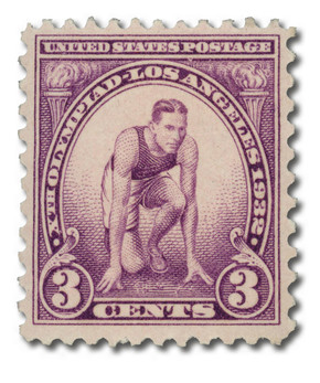 718 - 1932 3c 10th Summer Olympic Games: Runner at Starting Mark, Purple