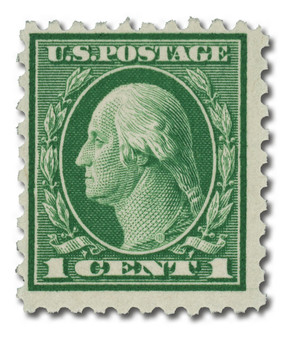 462 - 1916 1c Washington, Green, Unwatermarked, Perf. 10