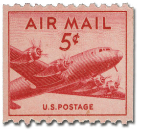 C37 - 1948 5c DC-4 Skymaster, Carmine, Perf. 10 Horizontally