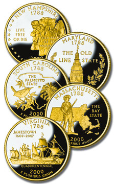 CNTT2000 - 2000 Two Toned U.S. State Quarters, Set of 5