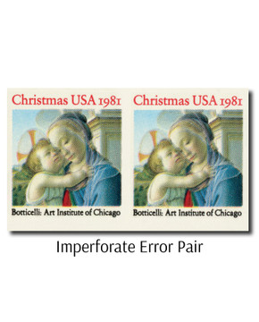 1939a - 1981 20c Madonna & Child, Imperf. Error