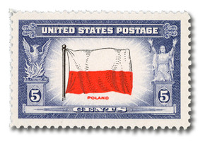 909 - 1943 5c Overrun Countries: Flag of Poland