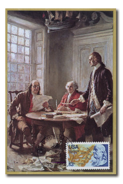 AC569 - Postcard with First Day Cancel, US #1690 "Writing the Declaration of Independence 1776"