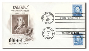 AC421 - 1997 50c Ben Franklin 1st and Last Day of Sale Dual Cancel, 5/29/97 & 6/8/97 (#3139a)