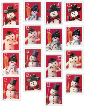 3676-91 - 2002 37c Snowmen, collection of 16 stamps 3676-91 - 2002 37c Snowmen, collection of 16 stamps