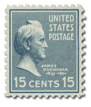 820 - 1938 15c James Buchanan, Blue Gray