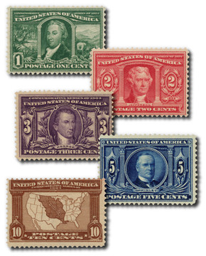 323-27 - 1904 Louisiana Purchase Exposition, Complete Set of 5 Stamps