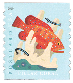 5367 - 2019 35c Coral Reefs: Pillar Coral (coil)