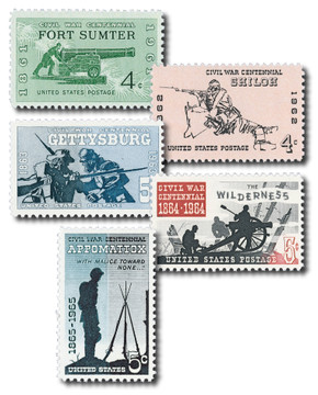 1178-82 - 1961-65 Civil War Centennial, Complete Set of 5 Stamps 1178-82 - 1961-65 Civil War Centennial, Complete Set of 5 Stamps