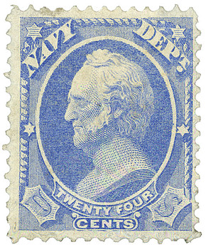 O43 - 1873 24c Navy Department Official, Ultramarine, Hard Paper