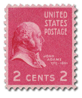 806 - 1938 2c John Adams, Rose Carmine, Perf. 11x10.5
