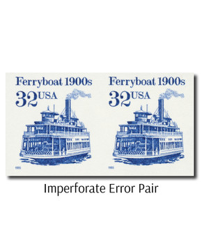 2466a - 1995 32c Transportation Series: 1900s Ferryboat, Imperf. Error